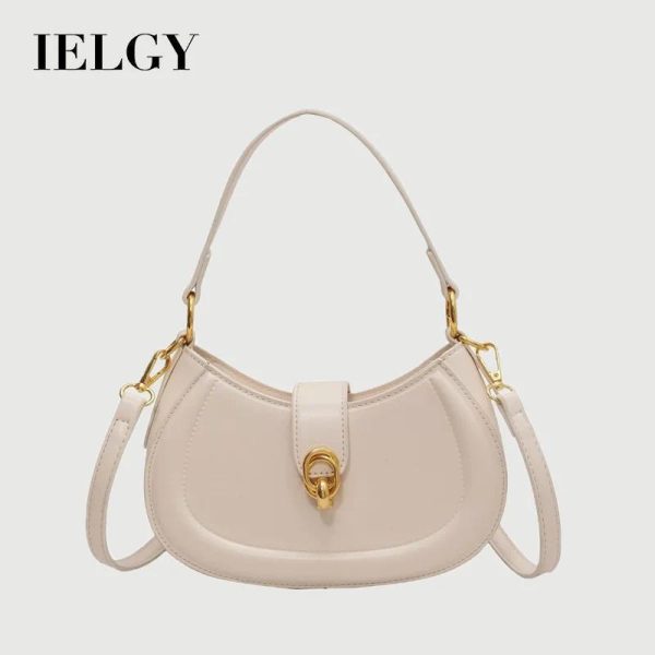 Beg Selempang Wanita, IELGY, Reka Bentuk Mudah, Bertekstur, Fesyen, Beg Pelana Merah Bags