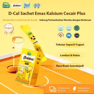Kalsium Cecair Plus, D-Cal Sachet Emas, 300mg Ca + 400IU D3 + 20mcg K2 Trio, Bebas Alergen dan Bahan Tambahan, Diperakui di peringkat Antarabangsa, Dijual di Tiktok Shop, 55SuperSale, vitamin, vitamin tambahan, vitamin