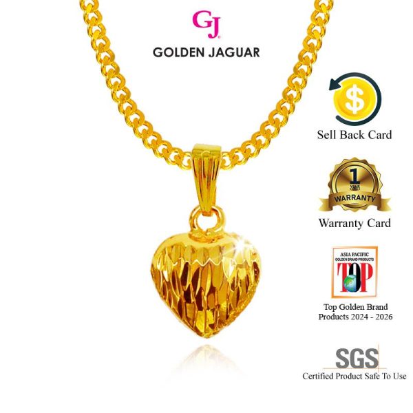 Emas Jaguar (6.88 g) GJ Gold Plated Rantai Leher Necklace Papan 50cm + Loket Love Kerang (416500201+LKSM756)
