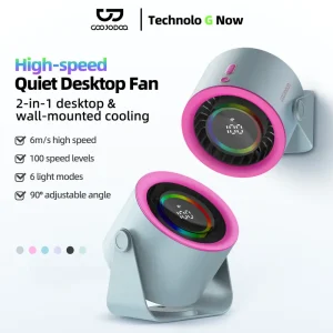 GOOJODOQ GFS008 Kipas Dinding Sesuai Rumah Sekolah Kelas Offis Outdoor 90 Adjustable Angle with LED Display Wall Mounted Desktop Cooling Fan Light
