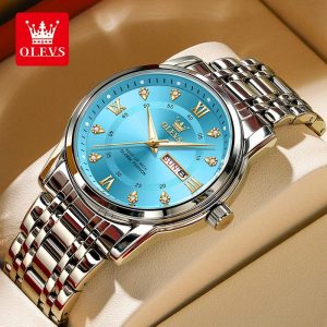 OLEVS New 55-13 Jam Analog Tangan Lelaki Original Waterproof Perniagaan Fashion New 2024 Watches Men Luminous Stainless Steel with Luxury Box Rotundity Bahan logam barang dalam stok Warna berbilang Parti pemberian hadiah Garanti 1 tahun