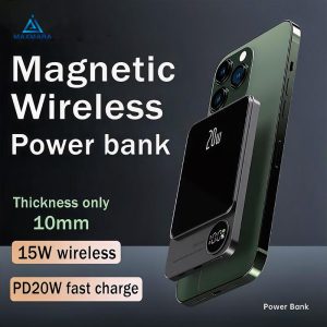 Yisen Magnetic Portable Power Bank 12000mah 6600mah Wireless Magnet Charger Mini Slim Alloy Digital Mobile For iPhone 15 14 13 12 Battery Powerbank