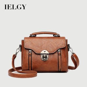 Beg Persegi Kecil, IELGY, Gaya Retro, Tekstur Ringkas, Rekaan Pepenjuru, Untuk Wanita Bags
