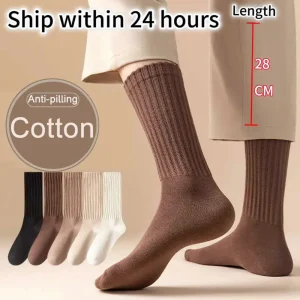 Stokin Kapas, Gaya Korea, Warna Pepejal, Serba guna, Fesyen, Kasual, Stokin Penting, Untuk Wanita, Warna Putih Dewasa Socks