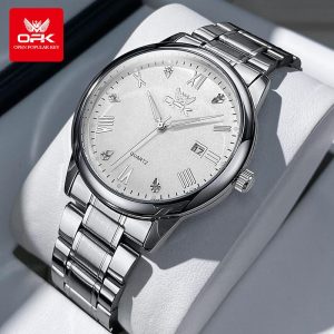 OPK Jam Tangan Lelaki Waterproof Watch Men Luminous Stainless Steel Chronography Date Wristwatch 6025 Rotundity Bisnes tinggi Jam lelaki logam Banyak warna Ada kotak Ada stok tersedia Pejabat pemberian hadiah