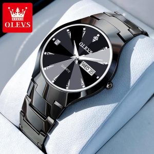 OLEVS Jam Tangan Lelaki Original Fesyen Tali Bercahaya Kalis Air Gaya Korea Mudah Luxury Watches for Men New 2024 Ketibaan Baru G8697 Rotundity Bahan logam dalam stok Banyak warna Pejabat parti pemberian hadiah Garanti 1 tahun