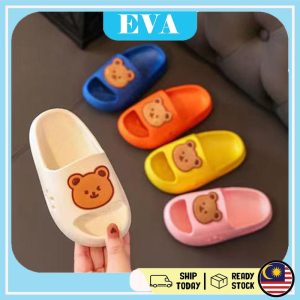 READY STOCK EVA Cute Bear Kids Shoes Slipper Boy Girl Unisex Casual Flat Sandal Budak Lelaki Perempuan