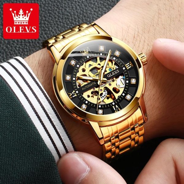 OLVES Jam Tangan Mekanikal Automatik untuk Lelaki Keluli Tahan Karat Kalis Air untuk Perniagaan with Luxury Box New Watches