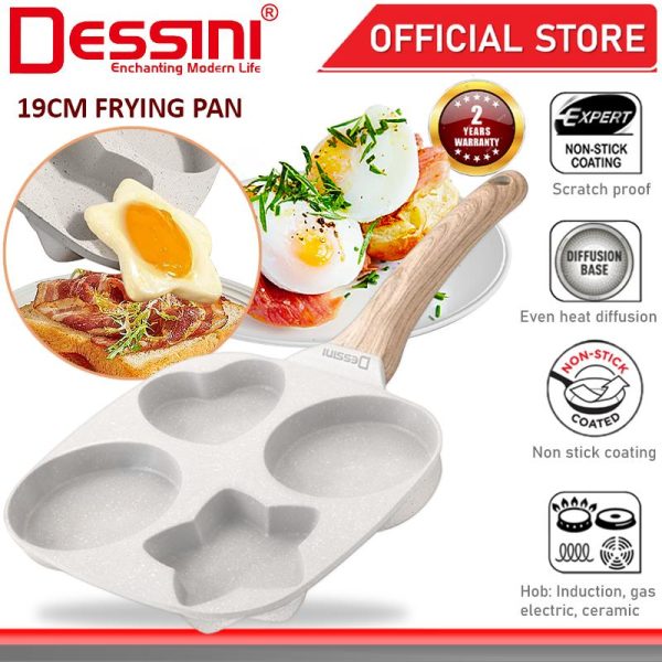 DESSINI ITALY 19CM 4 Hole Pancake Grill Frying Pan Die Cast Aluminium Induction Non Stick Pot Bowl Cookware Tool PERIUK