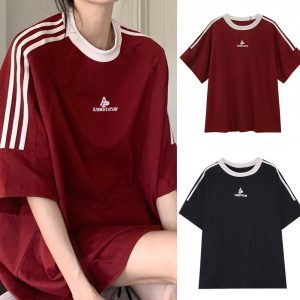 Beryl 【tshirt baggy perempuan】 【READY STOCK AT JOHOR】Women's T-shirt casual oversized short sleeve retro print Korean style