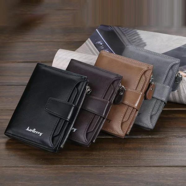 Baellerry PU Leather Wallet Men Short Card Purse Man Zipper Wallet Built in Zero Wallet