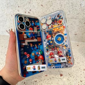 Sarung Telefon Permainan Mario + pemegang untuk iPhone 11 16 15 14 13 12 Pro Xs Max XR X 6 6s 7 8 Plus Sarung Telefon Kalis Kejutan Penutup Belakang Pelindung