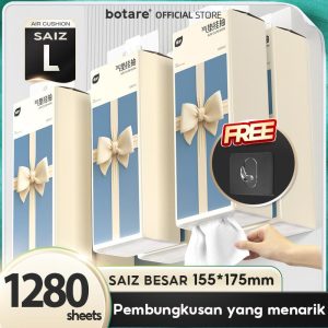 [6PCS]Botare - kusyen udara busur comel, tisu mewah lembut, 4 lapisan, 1280 helai, 155mm x 175mm, keselesaan yang sangat baik, 1 kotak 6 pek