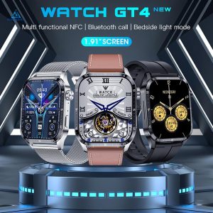 Maxwear GT4 Pro Smart Watch Bluetooth Call Message Reminder NFC GPS Health Monitor Sport Waterproof HD Screen Alloy Silver Watches Memory