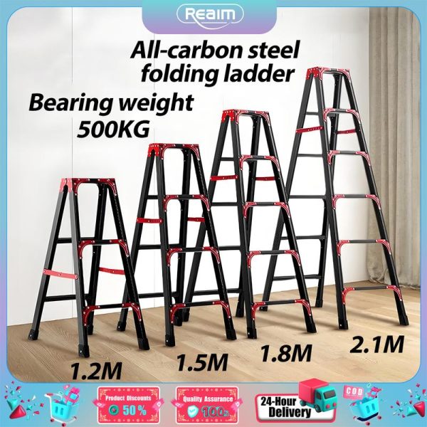 [REAIM]Tangga Lipat Heavy Duty Ladder Foldable Aluminum Load 500KG Thickened steel folding ladder tangga berjalan tangga Home