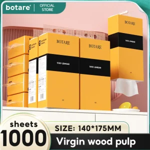 9 packsBOTARE Daisy Premium Household Tissue, 4-ply, 1000 sheets per pack, large size 140*175mm, napkin paper