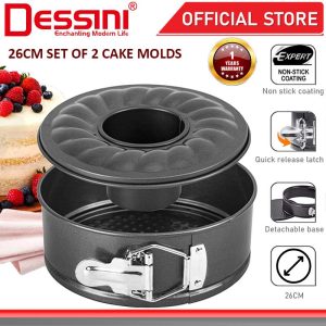 DESSINI ITALY 2 IN 1 26cm Round Metal Mold Non Stick Detachable Baking Cake Mould Pumpkin Bake Pans Acuan Kek Labu
