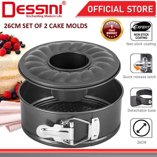 DESSINI ITALY 2 IN 1 26cm Round Metal Mold Non Stick Detachable Baking Cake Mould Pumpkin Bake Pans Acuan Kek Labu