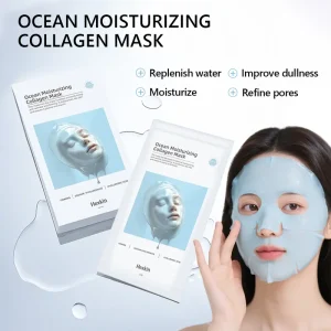 Topeng Gel Kolagen Biru SPA, 5 helai, dengan Niacinamide dan Asid Hyaluronik, Berubah Warna, Cahaya Merah Jambu, Kolagen, Topeng Muka, Penjagaan Kulit Korea, Produk Rasmi HexKin