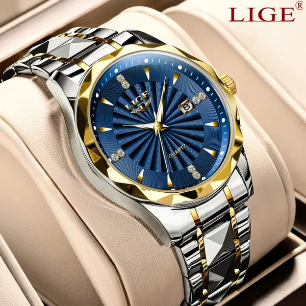 LIGE fashion original watch for men women stainless steel waterproof unisex quartz jam tangan lelaki + box