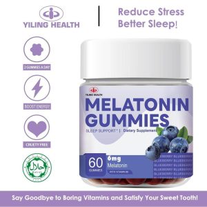 Yiling Gummy Mengantuk, Untuk Dewasa, Gummy Dos dengan Vitamin B6, Perisa Blueberry Alamiah, 60 Kiraan, Bertindak PANTAS Health Sakit Supplements