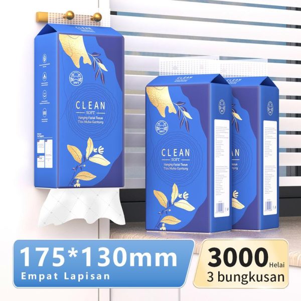 【3 pek FREE Shipping】 Tisu GantungViral 4 Lapisan 1000 Helai, Saiz M Tisu ltik Air CushionTebal (130mmx175mm)tissue gantung tissue Hanging Tissue Soft Tissue Facial Tissue Cheerful Tissue 3000sheets Tisu Thick Office tissue cheerful thickness bilik air