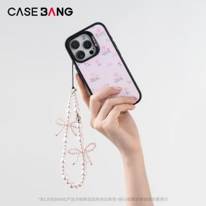 Lanyard Telefon, Casebang, Ikatan bentuk rama-rama Merah Jambu, Lanyard Telefon Pergelangan tangan, Rantai Telefon Bimbit Pendek, Serasi dengan Kebanyakan Telefon Bimbit, Telefon Mudah Alih dan Sarung Telefon