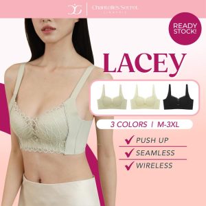 Chantelle Secret M-3XL Bra Push Up Plus Size Seamless Cotton Breathable & Comfortable Bra with Lace Design for Women Ultra Comfort Bra Baju Dalam Wanita Tanpa Berwayar Elastic Underwear