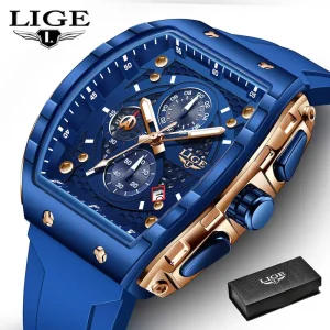 LIGE fashion men watch original sport multiple functions waterproof luminous pointer date quartz wrist watch jam tangan lelaki Tahan Karat + Box