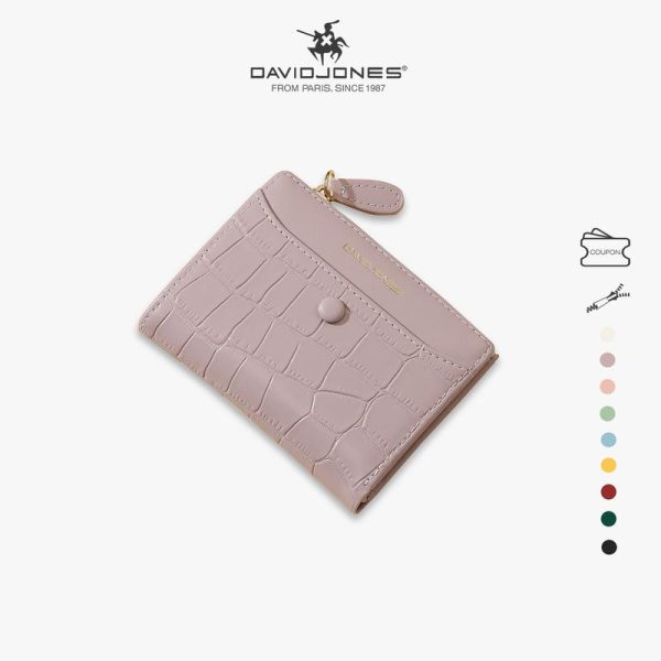 Dompet Kulit PU Corak Buaya, David Jones Paris, Penyusun Pemegang Kad, Untuk Wanita dan Gadis, KE0071-C / L