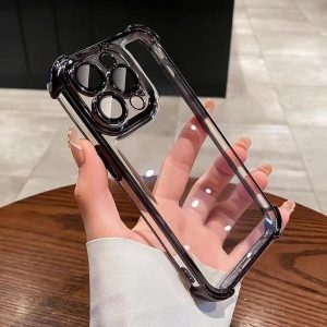 Casing iPhone Electroplate with lens film Casing for iPhone 16 15 14 13 12 11 Pro Max X XS XR xsmax Case Protection full prevention shockproof Acrylic Backboard cover Silicone Mobile
