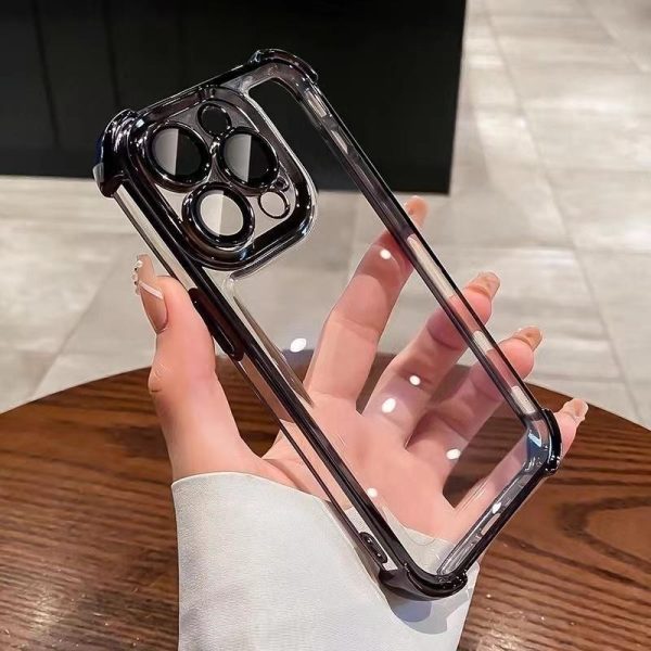 Casing iPhone Electroplate with lens film Casing for iPhone 16 15 14 13 12 11 Pro Max X XS XR xsmax Case Protection full prevention shockproof Acrylic Backboard cover Silicone Mobile