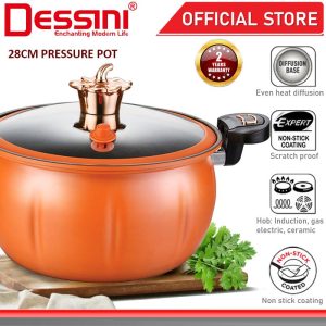DESSINI ITALY 28CM Totipotent Pressure Cooker Casserole Induction Non Stick Iron Pot Bowl Pan Cookware Cover Periuk Labu