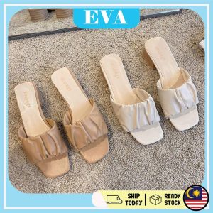 READY STOCK EVA Shoes Women's High Heels Design Wrinkles Kasut Tinggi Wanita Perempuan