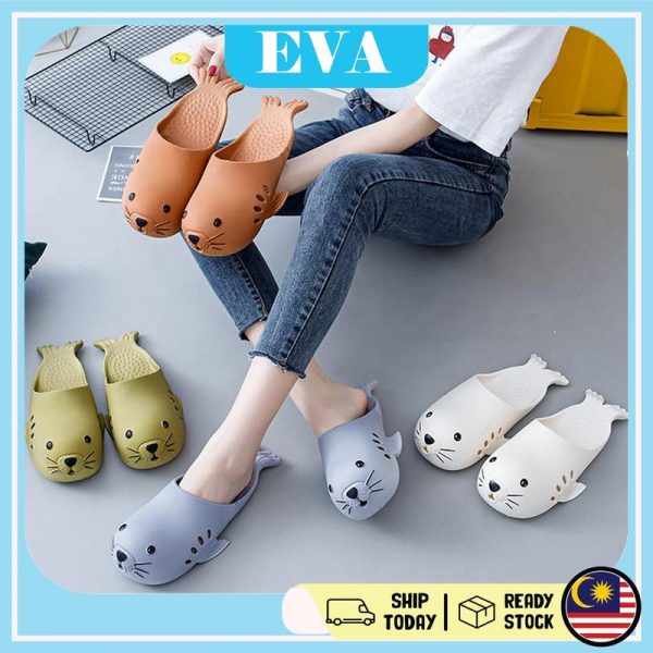 READY STOCK EVA Unisex Shoes Cartoon Seal Slippers Sandals Couple Summer Kasut Non-slip Sandals Perempuan Lelaki