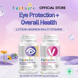 [For Eye and Women Health] Pentavite Blueberry Lutein Ester EyesCare Chewable Bundles: Women MultiVitamin,Vitamin B, Vitamin C (Available in various bundle combinations)