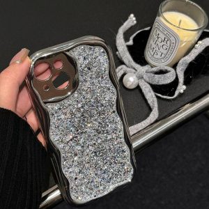 Sarung Telefon Penyaduran Mewah, Serasi dengan iPhone 11, 16, 15, 14, 13, 12, 15, Pro, Xs Max, Xr, X, 6, 6s, 7, 8 Plus, SE 2020, Gaya Ins Bling, Sarung TPU Lembut, Penutup Belakang Pelindung Kalis Kejutan