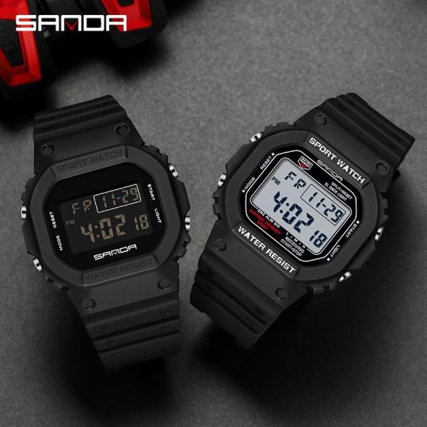 SANDA 2107, Jam Tangan Sukan Elektronik Uniseks, Pelbagai fungsi, Kalis Air, Fesyen, Paparan Digital LED, Kalendar, Berkilau, Jam Tangan Kasual, AW24
