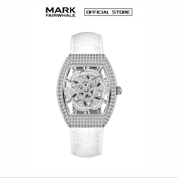 【100% Authentic】Mark Fairwhale - set jam tangan kuarza wanita, elegan, dengan berlian di seluruh langit, untuk menjalankan wain atmosfera berbentuk tong, trend fesyen, 3560 Watches