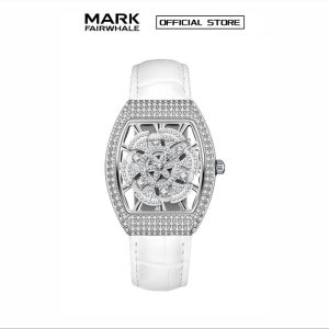 【100% Authentic】Mark Fairwhale - set jam tangan kuarza wanita, elegan, dengan berlian di seluruh langit, untuk menjalankan wain atmosfera berbentuk tong, trend fesyen, 3560 Watches