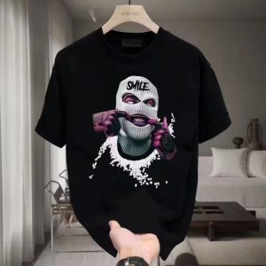 Kemeja-t lengan pendek untuk lelaki, baju jenama fesyen, gaya kasual Korea, longgar, lengan pendek, fesyen INS, cetakan minimalis, Lengan separuh, Baju baharu