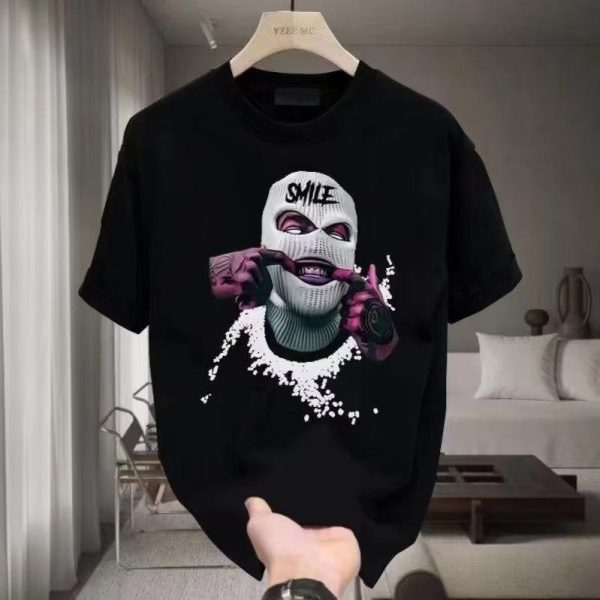 Kemeja-t lengan pendek untuk lelaki, baju jenama fesyen, gaya kasual Korea, longgar, lengan pendek, fesyen INS, cetakan minimalis, Lengan separuh, Baju baharu
