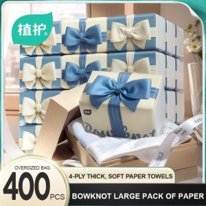 [20 Packs] Botare Air-Cushion Bow Facial Tissue 4-Ply 400 Sheets Deluxe Soft