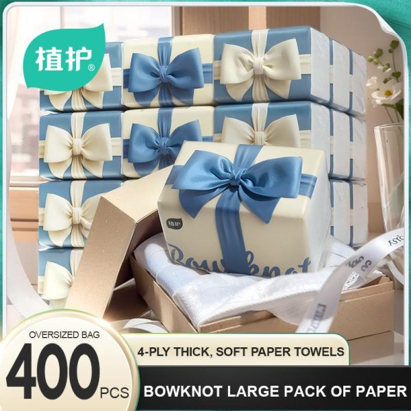 [20 Packs] Botare Air-Cushion Bow Facial Tissue 4-Ply 400 Sheets Deluxe Soft