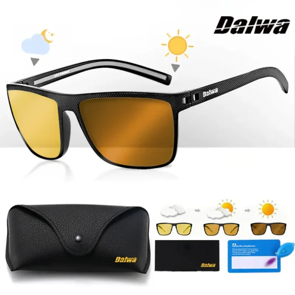 Cermin Mata Hitam Terpolarisasi, Dalwa, untuk Pemanduan Siang dan Malam, Antilembayung, Fleksibel, Sesuai untuk Lelaki, Warna Memandu, Sesuai untuk Memancing, Perlindungan UV400, Cermin Mata, Sukan Luar Eyewear Sunglasses