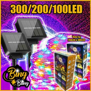 𝗖𝗼𝗺𝗯𝗼 𝗦𝗲𝘁 𝟓 𝗶𝗻 𝟏😍💘【Bing Bling】【Premium Box Solar 300/ 200LED】 2025 Viral 8Mode Lampu Raya Solar Outdoor Waterproof Fairy Light Lip Lap Kelip Kelip2 Klip Klip2 Hiasan Taman