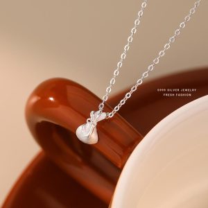 [925 Perak]Kalung Musim Panas Peluh & Tahan Kotor Loket beg bertuah Kalung Cantik Hypoallergenic untuk Wanita Barang kemas yang bergaya dan serba boleh