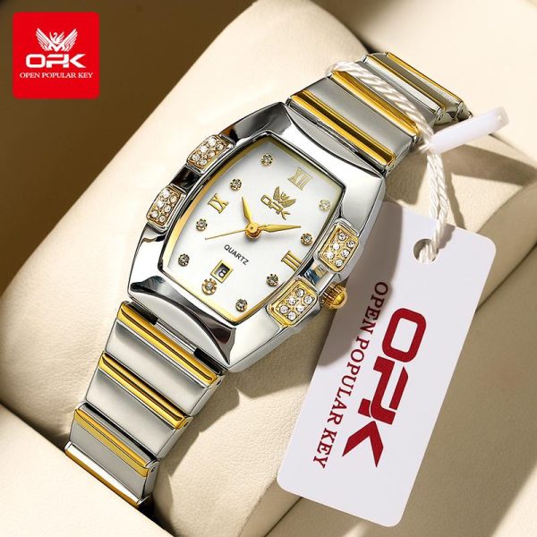 OPK Jam Tangan Wanita Perempuan Original Cewek Kalis Air Asal Dengan Kotak Tali Keluli Tahan Karat with Free Box 8169 Watches persegi Bahan logam dalam stok Banyak warna Pejabat parti pemberian hadiah Garanti 1 tahun