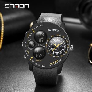 Jam Tangan Sukan Lelaki, AW24 SANDA 6036, Papan Tanda Buruj Bertuah, Jam Tangan Elektronik, Kalis Air, Jam Tangan Digital