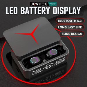 JQVITEK M90PRO TWS Gaming Earphones Wireless Earbuds Bluetooth 5.3 LED Display Touch Control Headset earphone in-ear Audio Earphone Speaker Mic